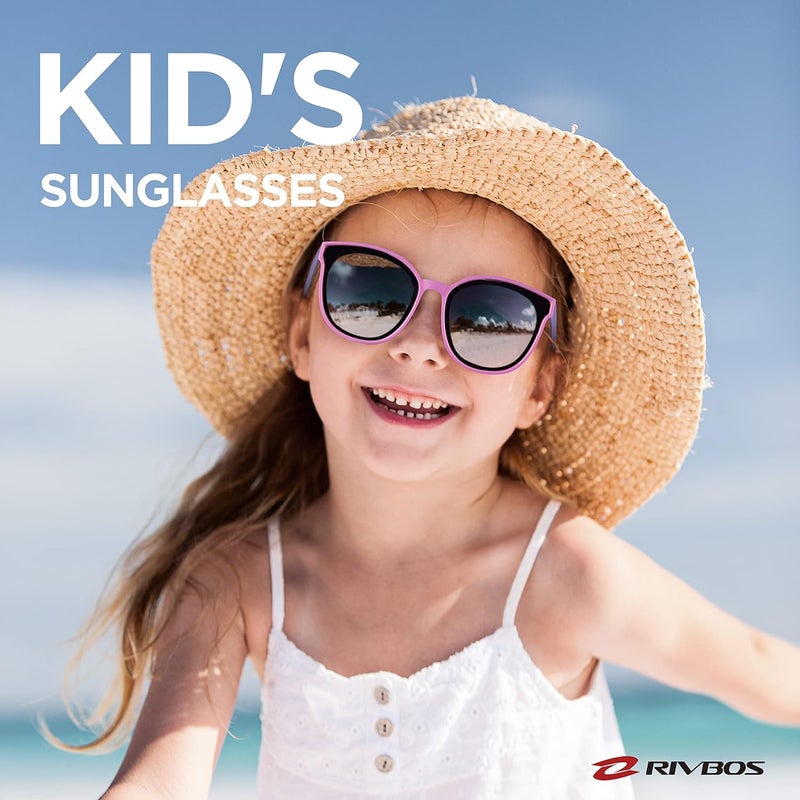 RIVBOS Kids (Age 3-8) Sunglasses for Girls Boys with Strap Polarized UV Protection Flexible Rubber Shades RBK002 - Image 2