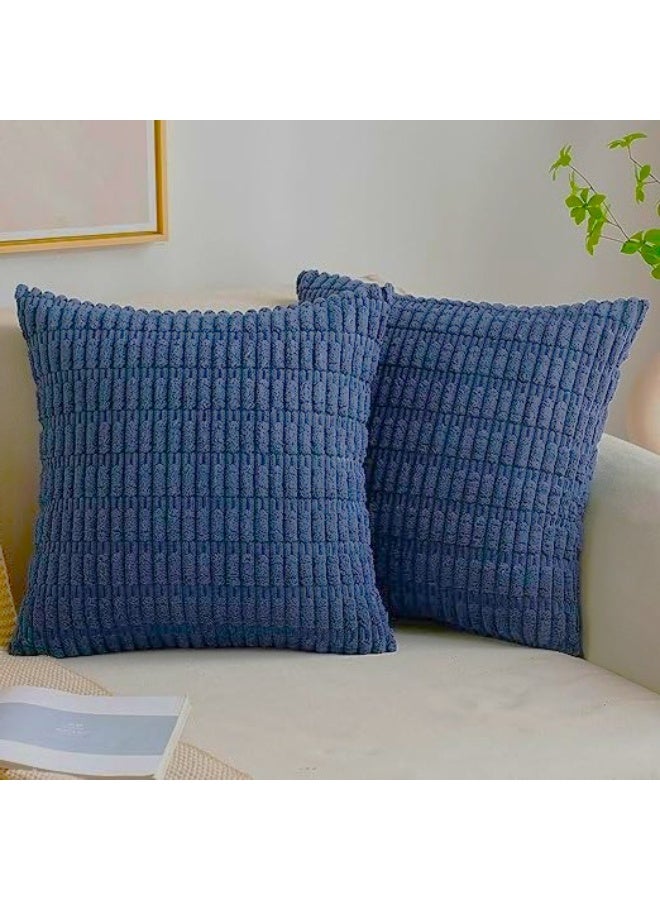 Vparty 2-Pack Decorative Throw Pillow Covers 18x18 Inch – Soft Corduroy Cushion Cases for Sofa, Couch, Bed & Living Room, Rustic Farmhouse Boho Home Décor - Image 1