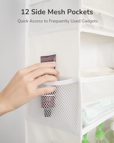 ULG Over The Door Organizer with 6 Large Pockets 12 Side Pockets, 50lbs Weight Capacity Door Hanging Organizer for Bedroom, Bathroom, Pantry, Nursery Storage, Beige - Image 4