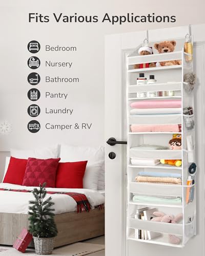 ULG Over The Door Organizer with 6 Large Pockets 12 Side Pockets, 50lbs Weight Capacity Door Hanging Organizer for Bedroom, Bathroom, Pantry, Nursery Storage, Beige - Image 5