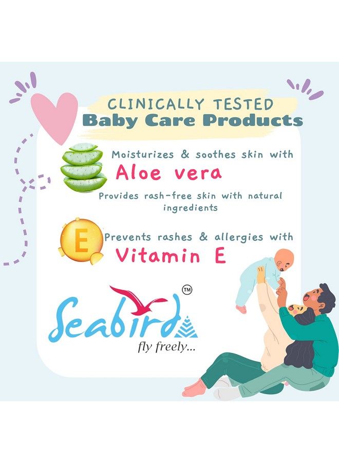 SEABIRD Baby Care Wet Wipes Pack With Lid ; Cleaning Wipes Pack Vitamine & Aloe Vera Extract Suitable For Baby Skin Water Based For Sensitive Skin Ideal For Newborn & Toddlers Potty Cleansing Wipe Pack Of 2 - Image 3