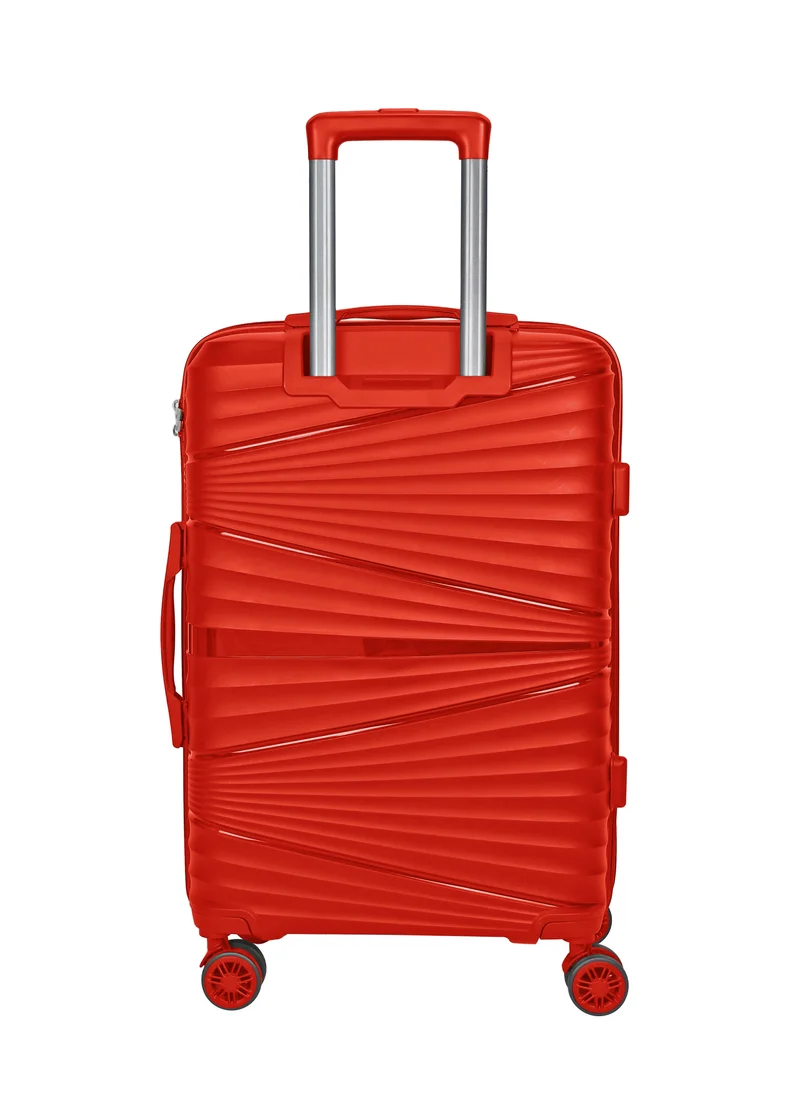 سيناتور Hard Case Carry On Luggage Trolley For Unisex Polypropylene Lightweight 4 Double Wheeled Suitcase With Built In TSA Type Lock Travel Bag KH1005 Red