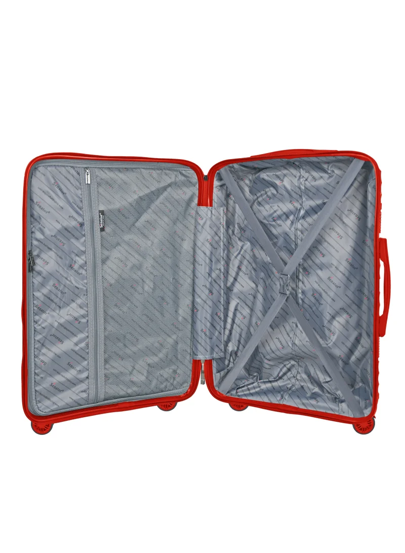 SENATOR Hard Case Carry On Luggage Trolley For Unisex Polypropylene Lightweight 4 Double Wheeled Suitcase With Built In TSA Type Lock Travel Bag KH1005 Red
