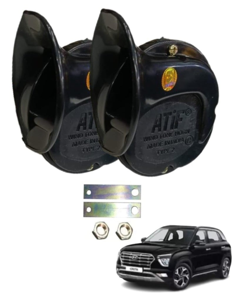 ATIF Horn For Universal For Bike, Universal For Car, Universal for Bus, Universal for Trucks Creta (BLACK HORN) - Image 1
