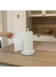 Primanova Primanova Paper Towel Holder, Deluxe Upright Towel Dispenser for Kitchen Countertop and Cabinet, Heavy Duty Solid Standup Paper Towel Holders, Plastic, White.  - Image 3