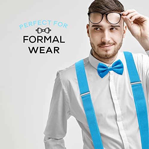 Man of Men Blue Bow Ties for Men, Baby Blue Bow Tie and Suspenders for Men, Men’s Bow Ties and Blue Suspenders for Wedding, Kentucky Derby, Light Blue Bow Tie and Suspenders, Tirantes Para Hombre - Image 5