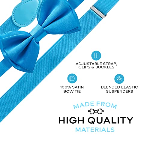 Man of Men Blue Bow Ties for Men, Baby Blue Bow Tie and Suspenders for Men, Men’s Bow Ties and Blue Suspenders for Wedding, Kentucky Derby, Light Blue Bow Tie and Suspenders, Tirantes Para Hombre - Image 2
