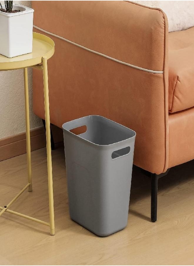 UUJOLY UUJOLY Plastic Small Trash Can Wastebasket, Garbage Container Basket for Bathrooms, Laundry Room, Kitchens, Offices, Kids Rooms, Dorms, 3.5 Gallon, 3.5 Gallon, Grey  - Image 2