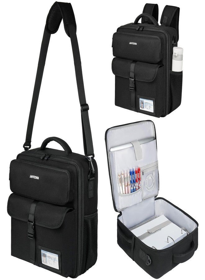 Jaffzora Zipper Binder 3 Ring 3 Inch with Shoulder Strap, Large Binder Backpack with Zipper Fits 13 Inch Laptop for Office, 700 Sheets Capacity,Black - Image 1