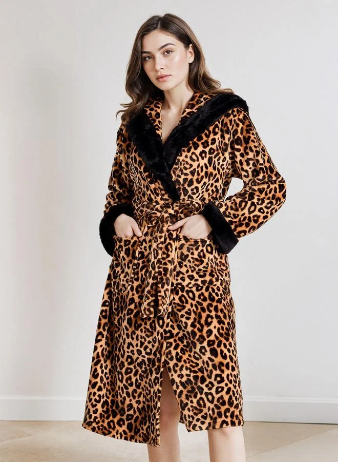 Splash FAV Animal Print Hooded Robe