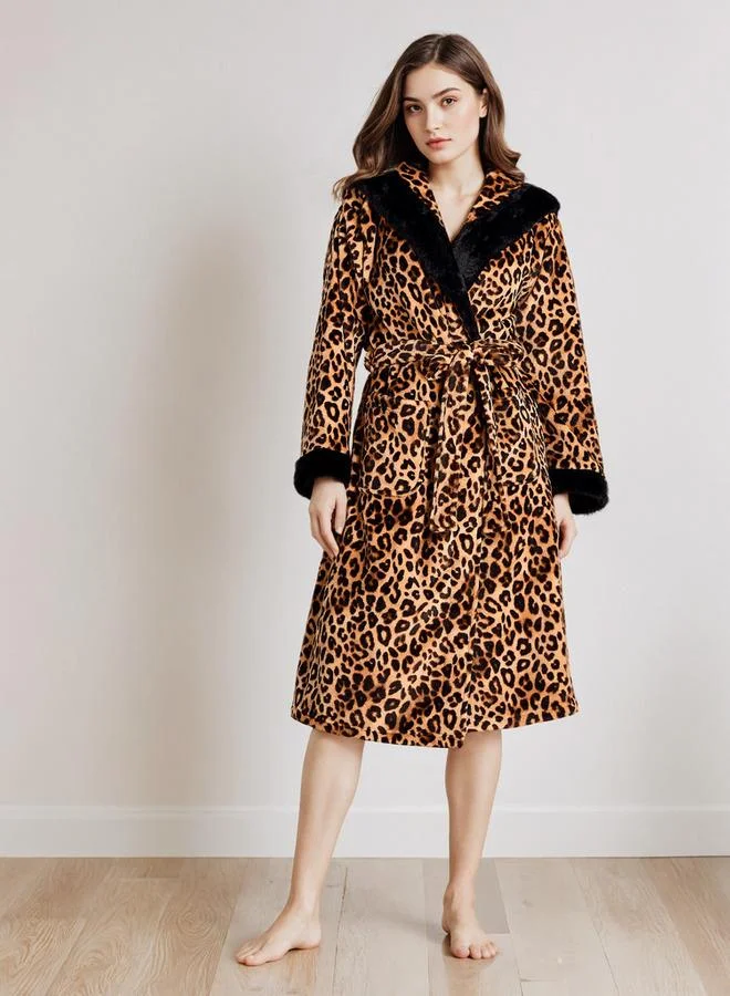 Splash FAV Animal Print Hooded Robe