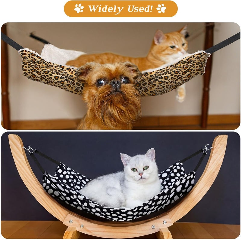 Jetec 2 Pieces Reversible Cat Hanging Hammock Soft Breathable Pet Cage Hammock with Adjustable Straps and Metal Hooks Double-Sided Hanging Bed for Cats Small Dogs Rabbits (Leopard and Dot, M) - Image 3