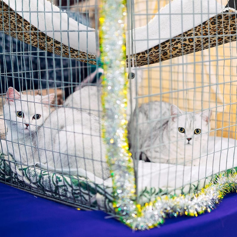 Jetec 2 Pieces Reversible Cat Hanging Hammock Soft Breathable Pet Cage Hammock with Adjustable Straps and Metal Hooks Double-Sided Hanging Bed for Cats Small Dogs Rabbits (Leopard and Dot, M) - Image 2