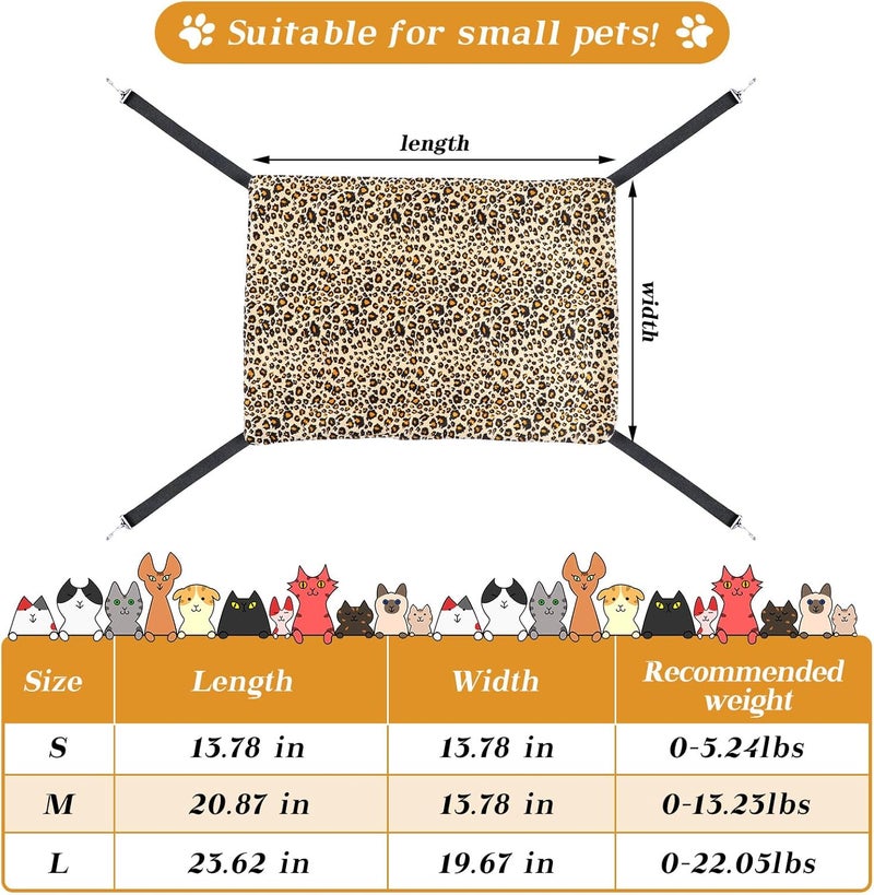 Jetec 2 Pieces Reversible Cat Hanging Hammock Soft Breathable Pet Cage Hammock with Adjustable Straps and Metal Hooks Double-Sided Hanging Bed for Cats Small Dogs Rabbits (Leopard and Dot, M) - Image 4