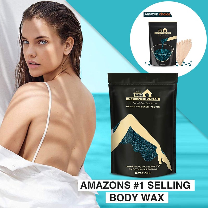 Lifestance 2.5lb Lifestance Hard Blue Brazilian Bikini Wax Kit with 30 Applicators - Pearl Wax Beads for Face, Body, Legs - For Women and Men - Image 2