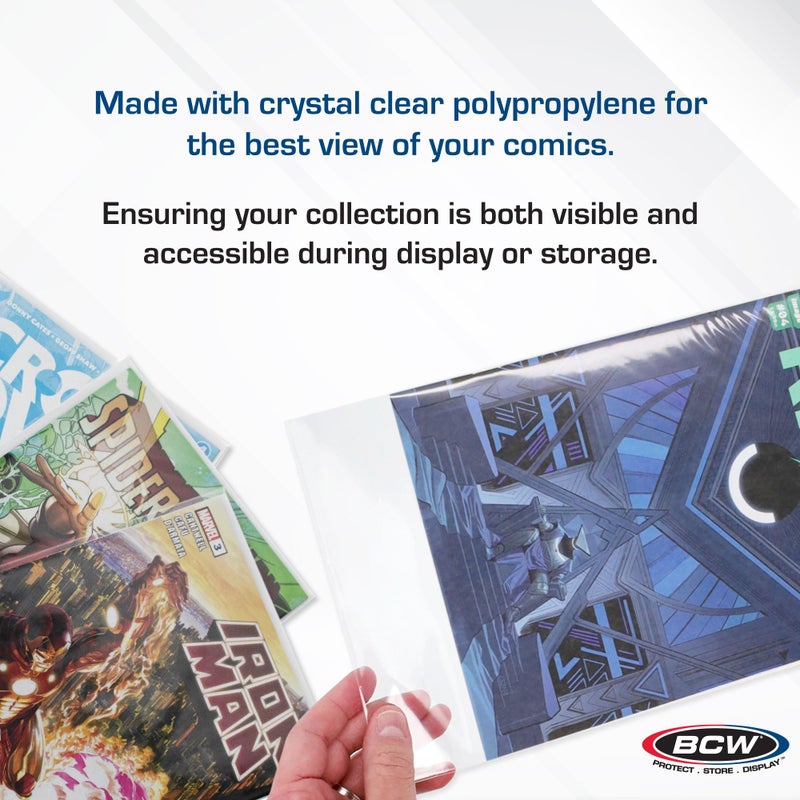 BCW Golden Age Comic Bags - 100 ct | Crystal Clear, Acid-Free Protection, Polypropylene Sleeves | Comic Bags for Secure Storage of Standard Golden Comics Collection - Image 4