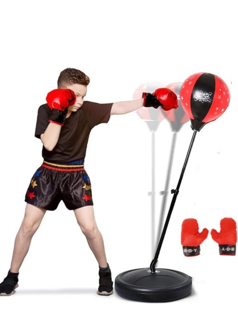 Bukela Punching Bag for Kids with Gloves for Kids, Speed Ball Boxing for Kids, 95-125cm Adjustable Height, filling base can be filled with water/sand, Easy to Assemble,Parent-Child interaction family game, start your happy day.for Kids 3+Ages Indoor Toys for Kids Best Boxing Gifts - Image 1