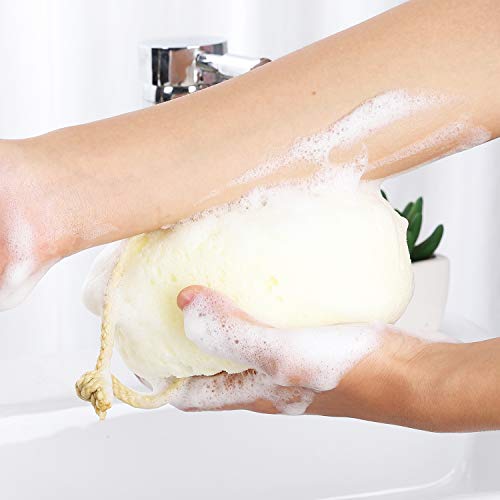 KECUCO 3 Pcs Bath Sponge for Women, Men, Teenager, Body Wash Sponges Loofah Body Scrubber, 3 Colors & Large Size Shower Pouf Cleaning Loofahs for Shower Exfoliating - Image 4