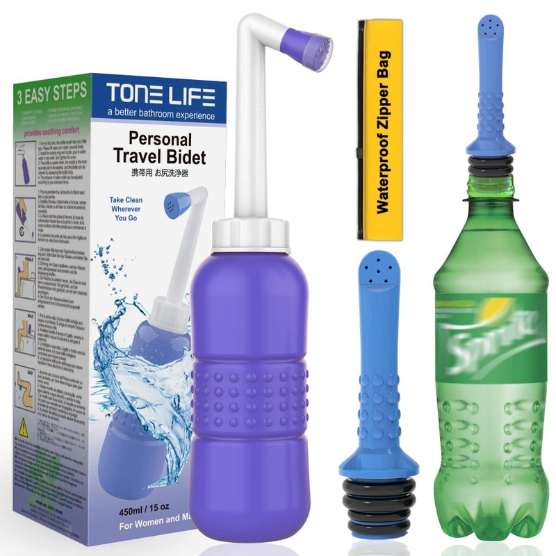 TONELIFE 2PCSPack Portable Bidet 450ml Travel Bidets Blue Backpacking BidetPeri Bottle for Postpartum and Perineal Care Spray Bottle for Perineal Cleansing and Recovery 