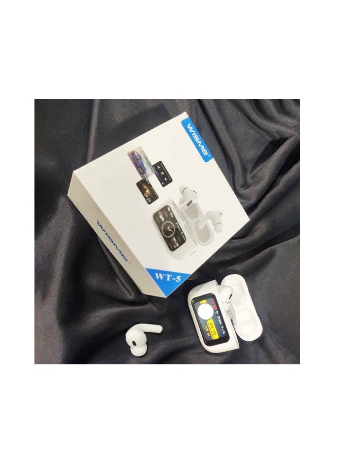Wisme WT5 True Wireless Earbuds with Bluetooth 5.0 Touch Controls Noise Isolation In Ear Design Fast Charging Long Battery Backup Compact Charging Case Lightweight Sweat Resistant Compatible with Android & iOS Devices White