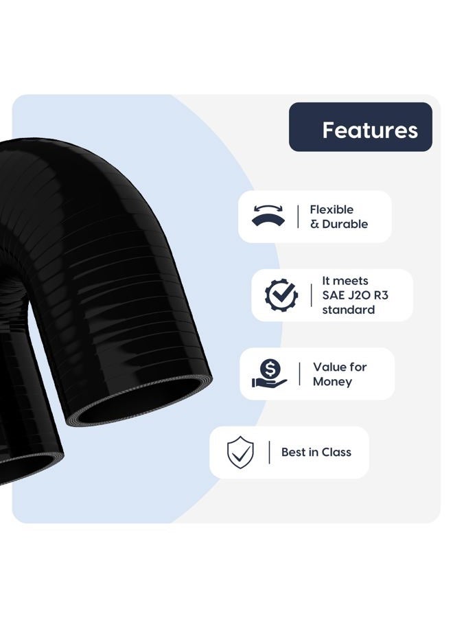 Endure ID 2" (51mm), 180 Degree U Bend Shape Elbow Silicone Hose, 102mm Length, 4-Ply Reinforced, High-Temp Silicone Coupler for Engine, Turbo, Intake, Intercooler – Black - Image 4