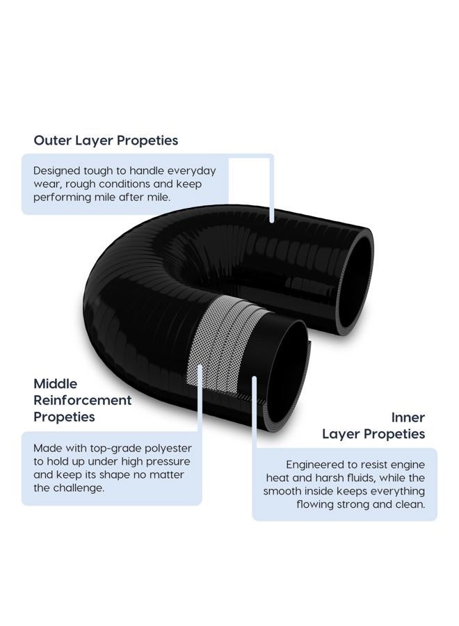 Endure ID 2" (51mm), 180 Degree U Bend Shape Elbow Silicone Hose, 102mm Length, 4-Ply Reinforced, High-Temp Silicone Coupler for Engine, Turbo, Intake, Intercooler – Black - Image 3