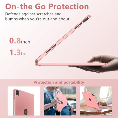 TQQ iPad Air 13 Inch Case Keyboard (M3 2025 / M2 2024), iPad Pro 12.9 (6th, 5th, 4th, 3rd Gen) Keyboard - 360° Rotatable, 7-Color Backlight, Multi-Touch Trackpad, Thin & Light (Pink) - Image 5