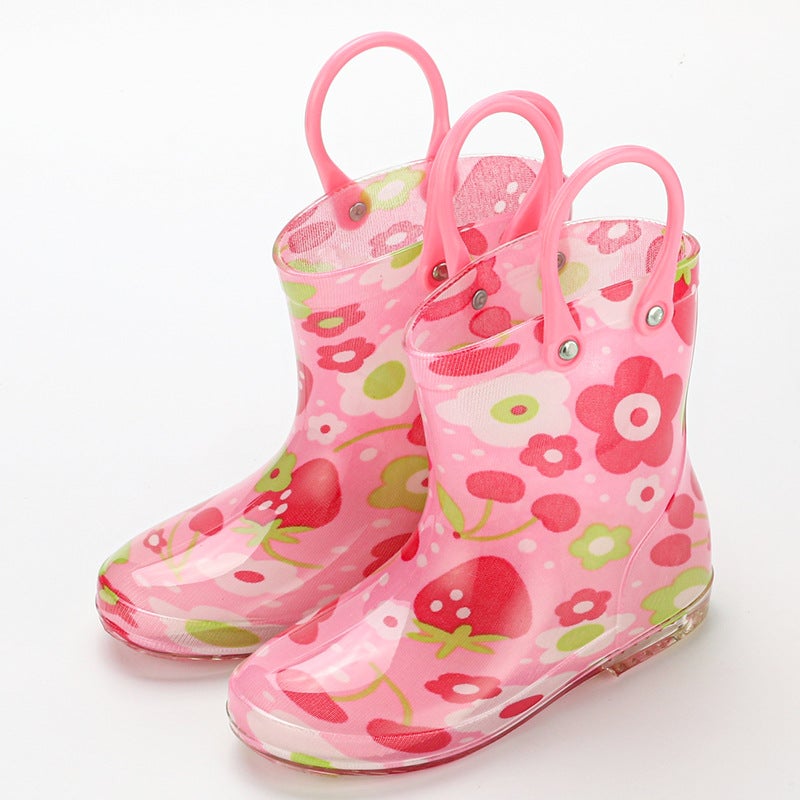 Cross Mirror Export Children'S Portable Creative Cute Flower Cloth Children'S Rain Boots Baby Rain Boots Rubber Shoes - Image 1