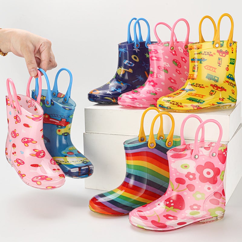 Cross Mirror Export Children'S Portable Creative Cute Flower Cloth Children'S Rain Boots Baby Rain Boots Rubber Shoes - Image 2