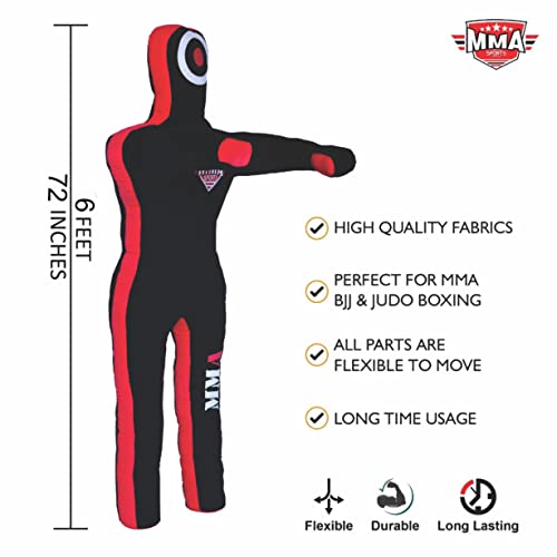 MMA SPORTS Doctor Bane Brazilian Grappling Submission Dummy Wrestling BJJ Judo Karate Punching Bag (Standing- 6 FT / 72 in) -UNFILLED, Black - Image 4