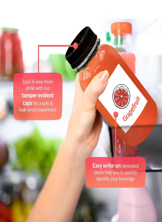 Reli. Plastic Juice Bottles [21 Pack] [8 oz] Round Plastic Juice Bottles with Caps & Sticker Labels | Clear, Empty for Juicing 8oz | Disposable, Reusable Containers for Juicing, Smoothies - Image 4