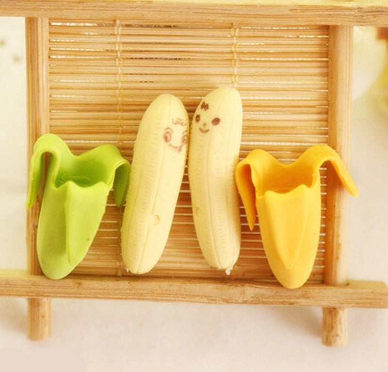 yueton?Pack of 4 Cute Funny Novelty Banana Style Pencil Eraser Rubber Stationery Kid Gift Toy - Image 3