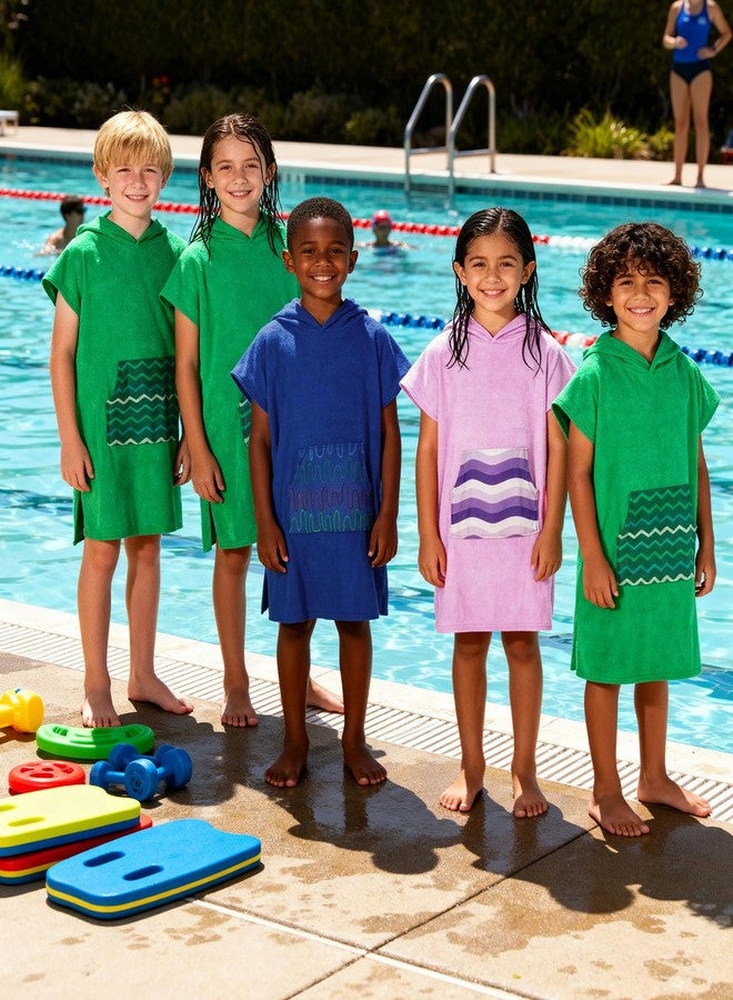 MissShorthair Towel Poncho for Kids, Hooded Beach Towel for Girl&Boy, Surf Poncho Swim Changing Robe Microfiber Bath Towel 3-6 Years Green - Image 5