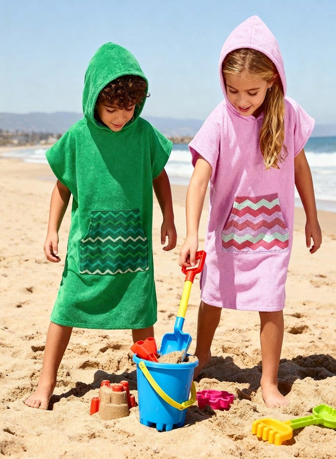 MissShorthair Towel Poncho for Kids, Hooded Beach Towel for Girl&Boy, Surf Poncho Swim Changing Robe Microfiber Bath Towel 3-6 Years Green - Image 3