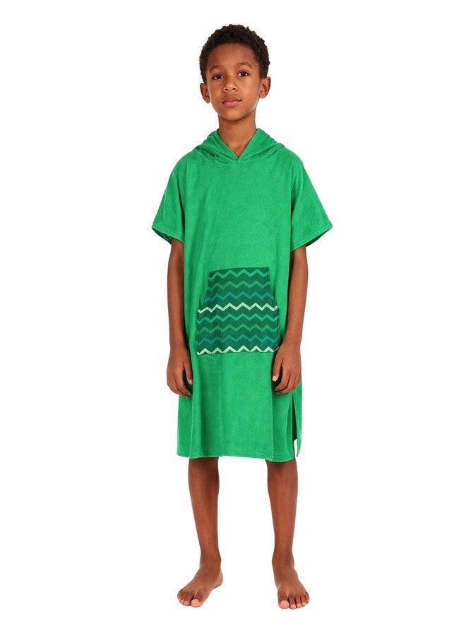 MissShorthair Towel Poncho for Kids, Hooded Beach Towel for Girl&Boy, Surf Poncho Swim Changing Robe Microfiber Bath Towel 3-6 Years Green - Image 1
