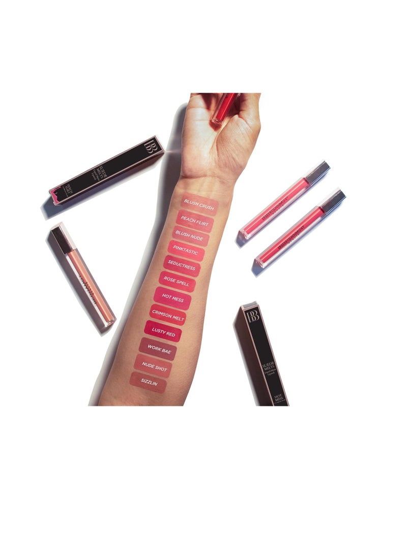 برجموت أحمر شفاه سائل غير لامع من بيرجاموت بيوتي، غير قابل للنقل، مقاوم للماء، يدوم طويلاً حتى 8 ساعات للنساء، 2.1 مل قرمزي ميلت - Image 4