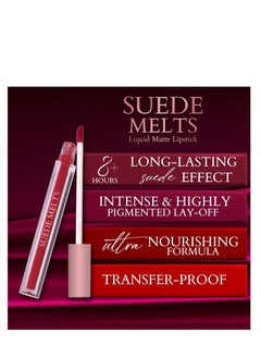 Bergamot Bergamot Beauté Matte Liquid Lipstick Suede Melts Non Transfer Waterproof Proof Long Lasting Upto 8 Hours For Women 2.1ml Crimson Melt  - Image 5