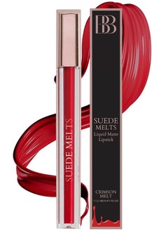 Bergamot Bergamot Beauté Matte Liquid Lipstick Suede Melts Non Transfer Waterproof Proof Long Lasting Upto 8 Hours For Women 2.1ml Crimson Melt  - Image 1