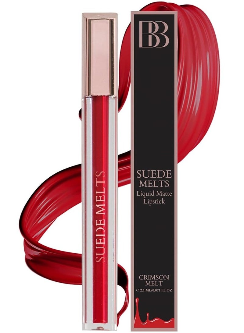 برجموت أحمر شفاه سائل غير لامع من بيرجاموت بيوتي، غير قابل للنقل، مقاوم للماء، يدوم طويلاً حتى 8 ساعات للنساء، 2.1 مل قرمزي ميلت - Image 1