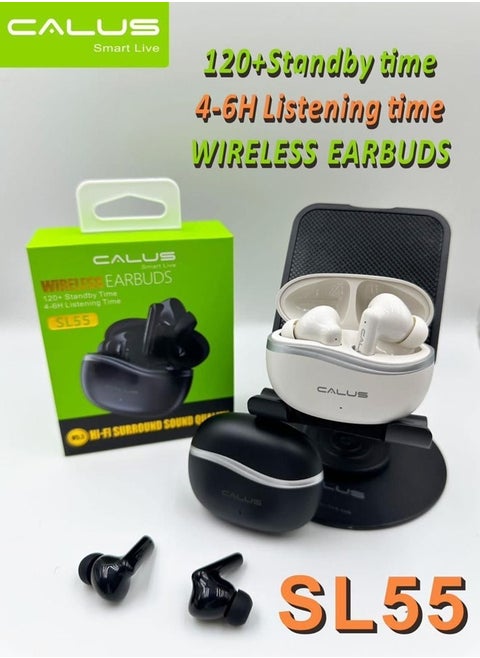 Calus SL55  Wireless Bluetooth Earbuds Gaming Headphones Deep Bass Low Latency Game Headset with Built-in Microphone Noise Canceling Black