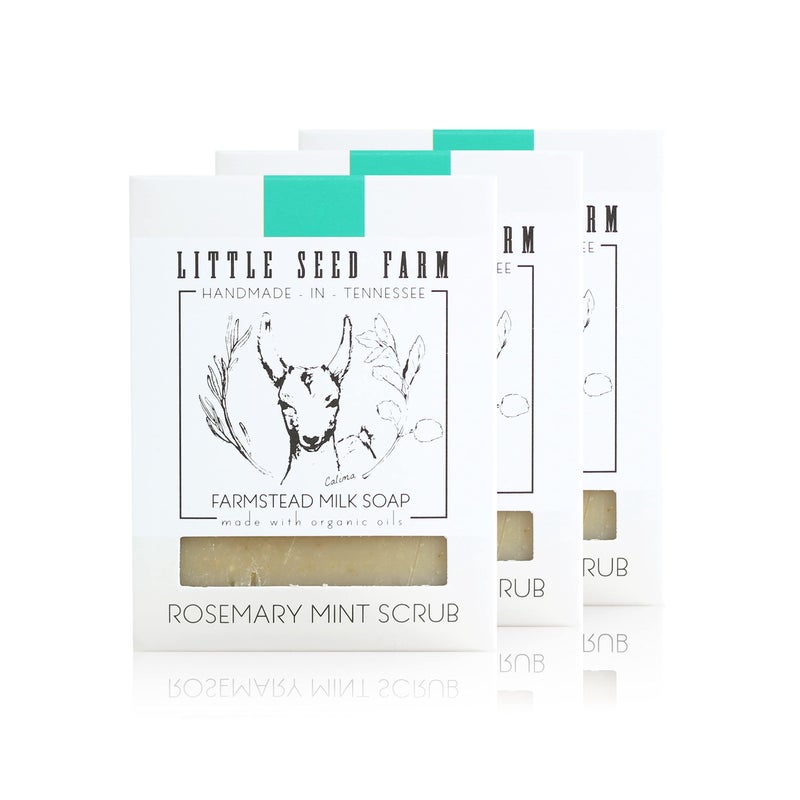 Little Seed Farm Organic Goatâ€™s Milk Soap â€“ 3 Pack of Rosemary Mint Exfoliating Body Bars â€“ Natural, Handmade, Cruelty Free â€“ Energizing and Toning Scrub â€“ Suitable for Sensitive Skin, Net Wt. 4.75oz - Image 2