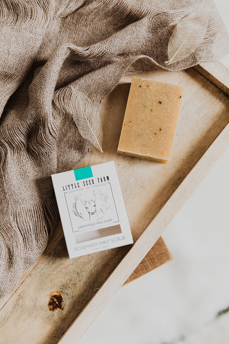 Little Seed Farm Organic Goatâ€™s Milk Soap â€“ 3 Pack of Rosemary Mint Exfoliating Body Bars â€“ Natural, Handmade, Cruelty Free â€“ Energizing and Toning Scrub â€“ Suitable for Sensitive Skin, Net Wt. 4.75oz - Image 4