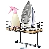 TJMOREE TJ.MOREE Ironing Board Hanger - Laundry Room Iron and Ironing Board Holder, Metal Wall Mount with Large Storage Wooden - Image 1