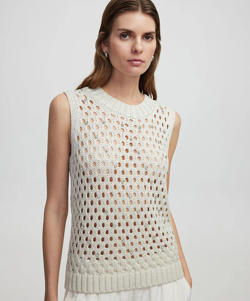 Ipekyol Openwork Sleeveless Knit Top