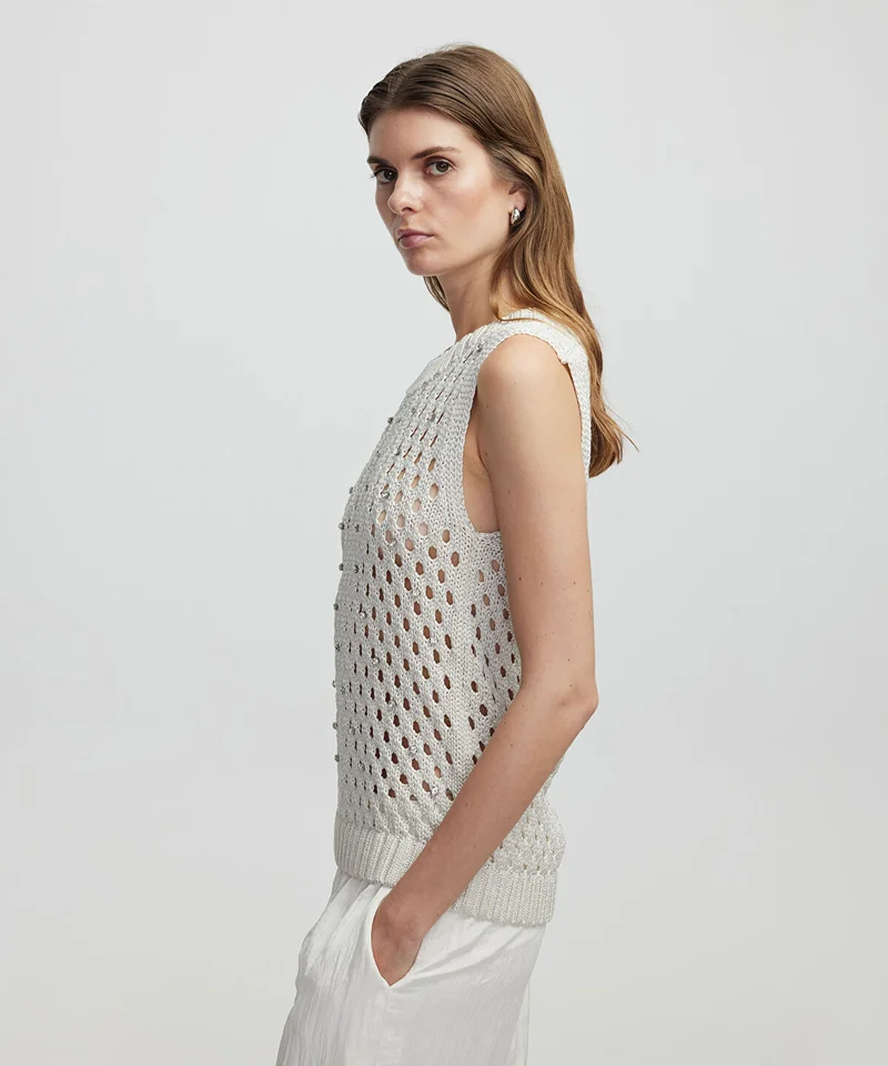 Ipekyol Openwork Sleeveless Knit Top