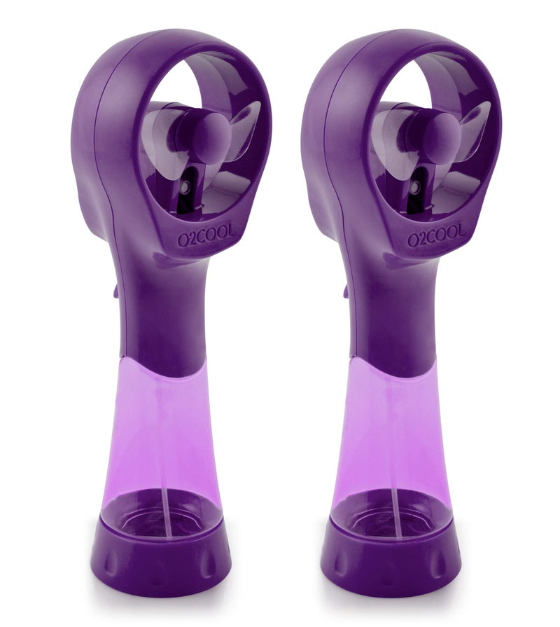 O2COOL O2COOL 2 Pack Elite Battery Powered Handheld Water Misting Fans Purple 