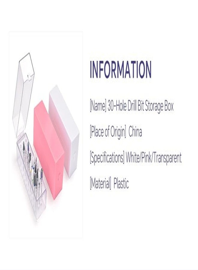 Rolabling Rectangle Nail Drill Bits Organizer Portable Dustproof Case for Acrylic E-File Bits 30 Hole Nail Tech Tool Storage Box for Nail Art & Salon Use (Not Inlcude Drill Bits) (Pink) - Image 5