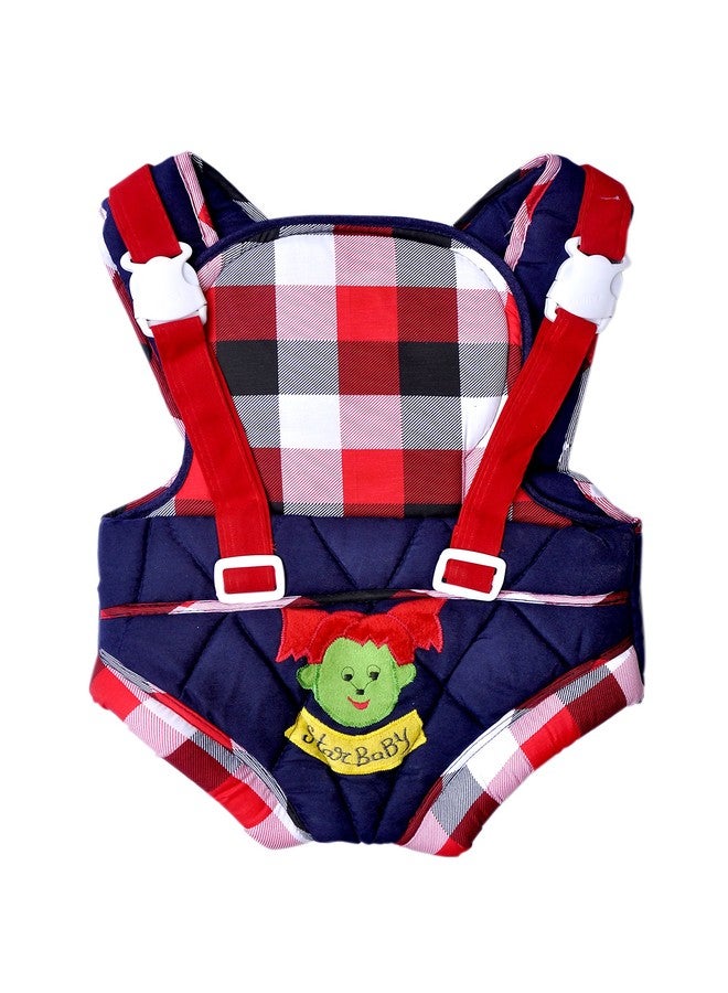 Good Luck-Adjustable Hands-with 4-in-1 Baby Carrier Bag,Carry Bag,Kangaroo Bag, Front Carry Bag with Comfortable Head Support & Buckle Straps (Carry Bag Red Blue Check) - Image 1