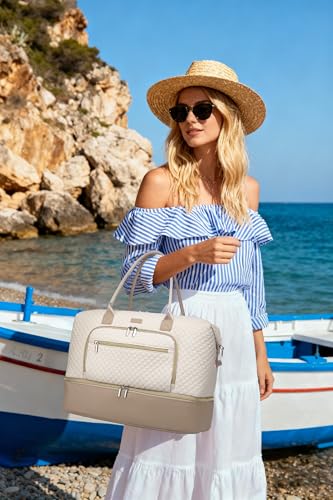 CLOKARS Weekender Bags for Women Travel Duffle Bag Carry On Overnight Bag with Cosmetics Bag and Crossbody Purse for Gym Hospital Gifts for Women Beige Camel - Image 3
