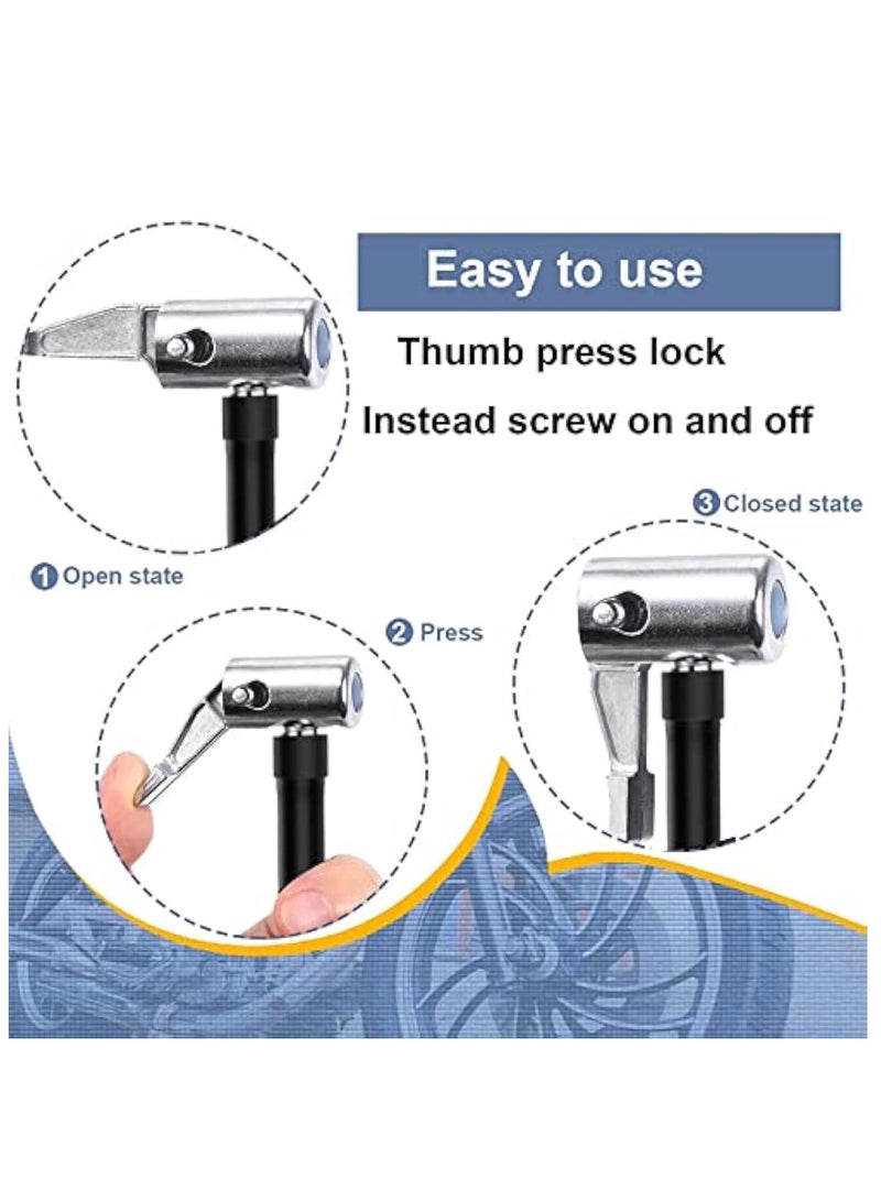 KASTWAVE 2PCs Air Inflator Hose Adapter, Locking Air Chuck, Convert Twist On Connection to Lock On Connection, with Air Hose and Standard Tire Valve Fine Thread, Tire Air Fill Kit, Won't leak or Pop Off - Image 4